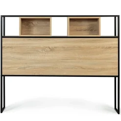 Tête de lit sur pied DETROIT 145 cm bois et métal noir design industriel