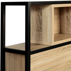 Tête de lit sur pied DETROIT 145 cm bois et métal noir design industriel