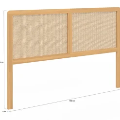 Tête de lit sur pied EDHEN 160 cm cannage et bois
