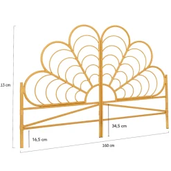 Tête de lit sur pied IVY 160 cm effet rotin en forme de fleur