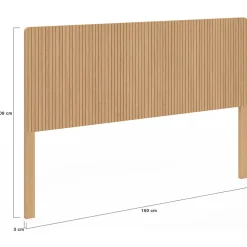 Tête de lit sur pied JULIETTE 160 cm effet lattes tasseau bois