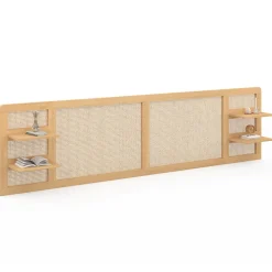 Tête de lit suspendue EDHEN 240 cm cannage et bois avec étagères