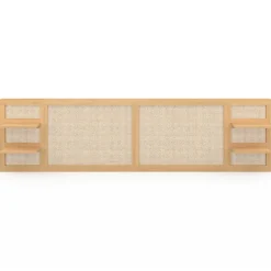 Tête de lit suspendue EDHEN 240 cm cannage et bois avec étagères