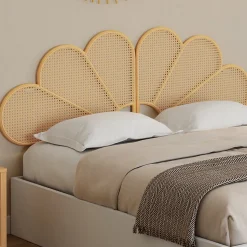 Tête de lit suspendue IVY 160 cm effet rotin et cannage en forme de fleur