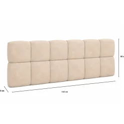 Tête de lit suspendue matelassée NUAGE velours beige 160 cm