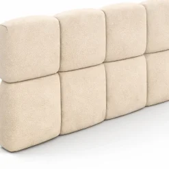 Tête de lit suspendue matelassée NUAGE velours beige 160 cm
