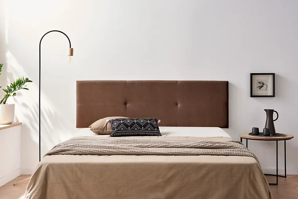 Tête de Lit Tapisée ALMA Aqualine 115x50x5 cm - Chocolat - Moonia