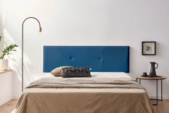 Tête de Lit Tapisée ALMA Simili cuir 160x50x5 cm - Bleu Foncé - Moonia