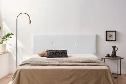 Tête de Lit Tapisée ALMA Simili cuir 100x50x5 cm - Blanc - Moonia
