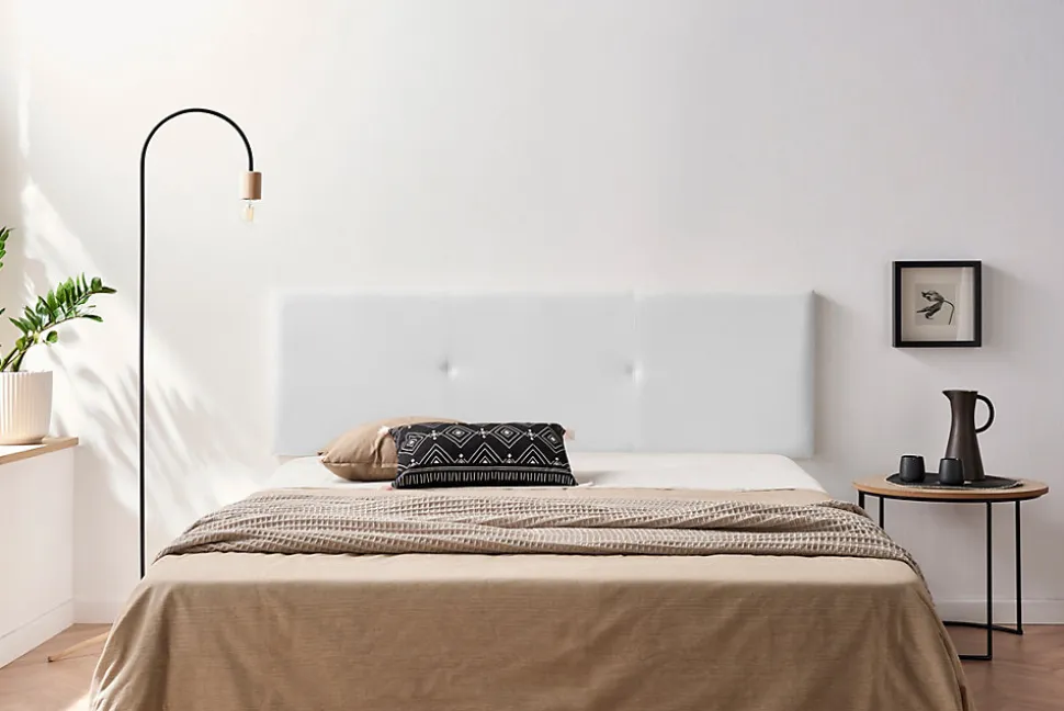 Tête de Lit Tapisée ALMA Simili cuir 100x50x5 cm - Blanc - Moonia