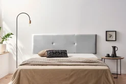 Tête de Lit Tapisée ALMA Simili cuir 145x50x5 cm - Argent - Moonia