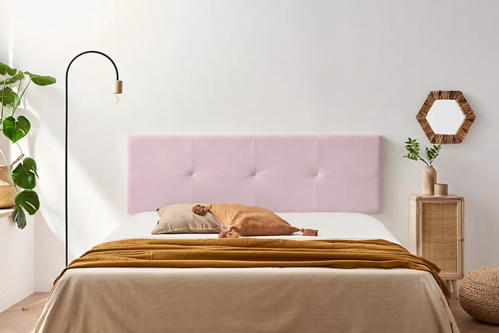 Tête de Lit Tapisée ALTEA Aqualine 145x50x5 cm - Rose Clair - Moonia