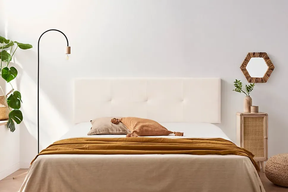 Tête de Lit Tapisée ALTEA Aqualine 130x50x5 cm - Beige - Moonia