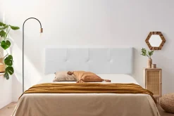 Tête de Lit Tapisée ALTEA Simili cuir 145x50x5 cm - Blanc - Moonia