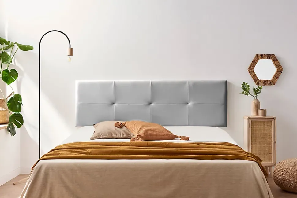 Tête de Lit Tapisée ALTEA Simili cuir 145x50x5 cm - Argent - Moonia