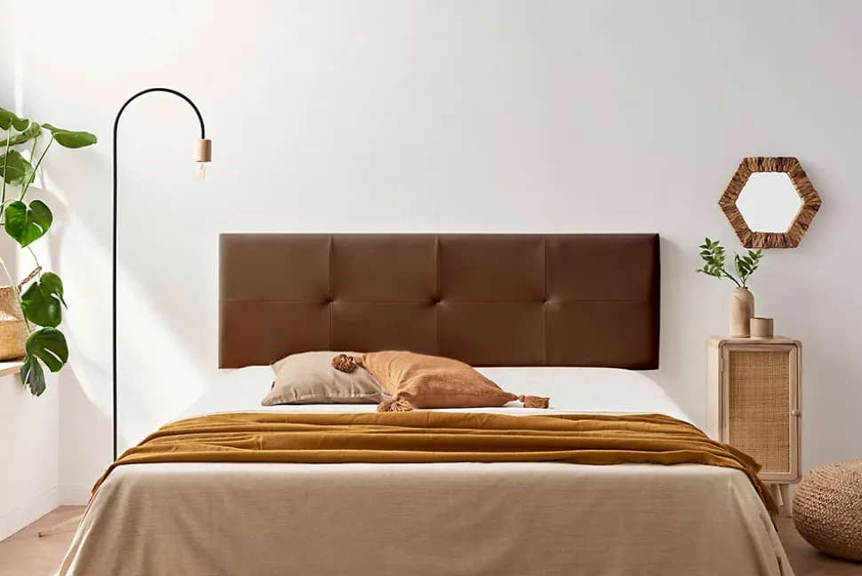 Tête de Lit Tapisée ALTEA Simili cuir 115x50x5 cm - Marron - Moonia