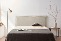 Tête de Lit Tapisée MODENA Aqualine 90x55x8 cm - Beige Toast - Moonia