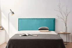 Tête de Lit Tapisée MODENA Aqualine 145x55x8 cm - Turquoise - Moonia