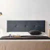 Tête de Lit Tapisée NAPOLI Aqualine 130x50x5 cm - Gris Foncé - Moonia