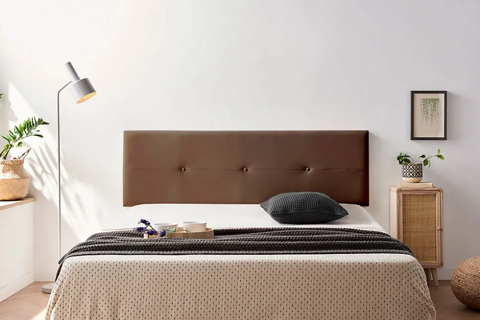 Tête de Lit Tapisée NAPOLI Simili cuir 115x50x5 cm - Marron - Moonia