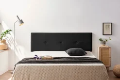 Tête de Lit Tapisée NAPOLI Simili cuir 130x50x5 cm - Noir - Moonia