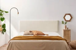 Tête de Lit Tapisée NOVA Simili cuir 115x50x5 cm - Blanc Cassé - Moonia