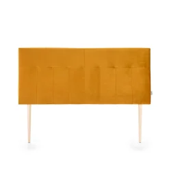 Tête de lit tapissée Napoles 160x100 cm Moutarde, Velours, Pieds en Bois