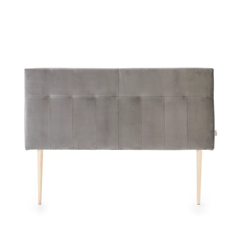 Tête de lit tapissée Napoles 160x100 cm Gris, Velours, Pieds en Bois