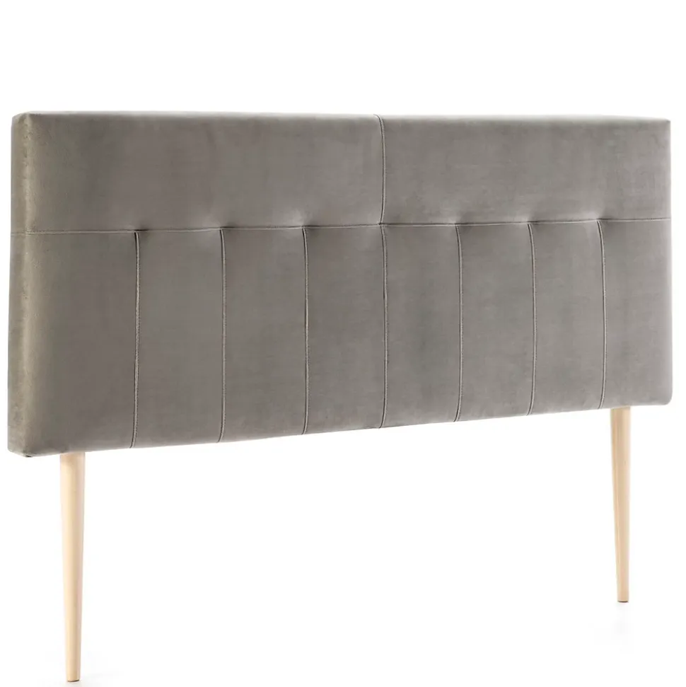 Tête de lit tapissée Napoles 160x100 cm Gris, Velours, Pieds en Bois