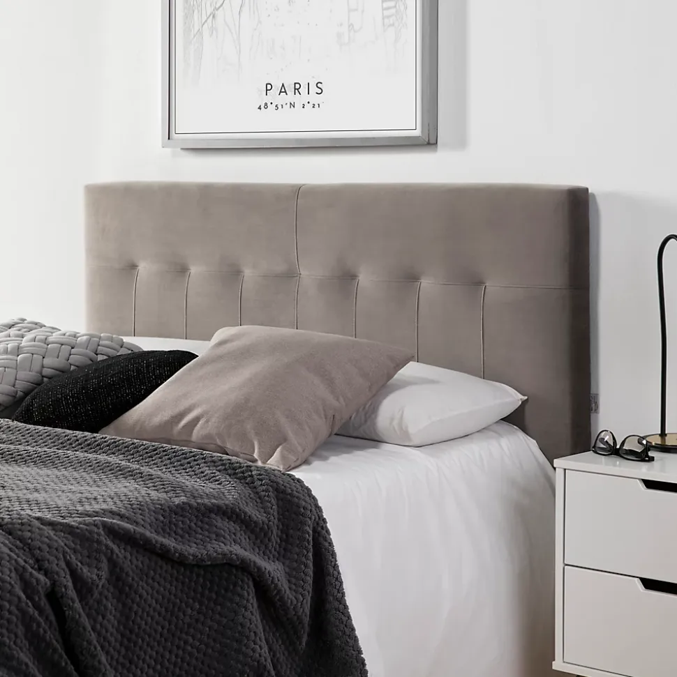 Tête de lit tapissée Napoles 160x100 cm Gris, Velours, Pieds en Bois