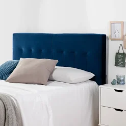 Tête de lit tapissée Napoles 160x100 cm Bleu, Velours, Pieds en Bois