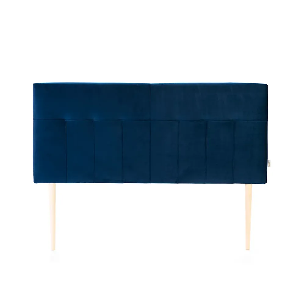 Tête de lit tapissée Napoles 160x100 cm Bleu, Velours, Pieds en Bois