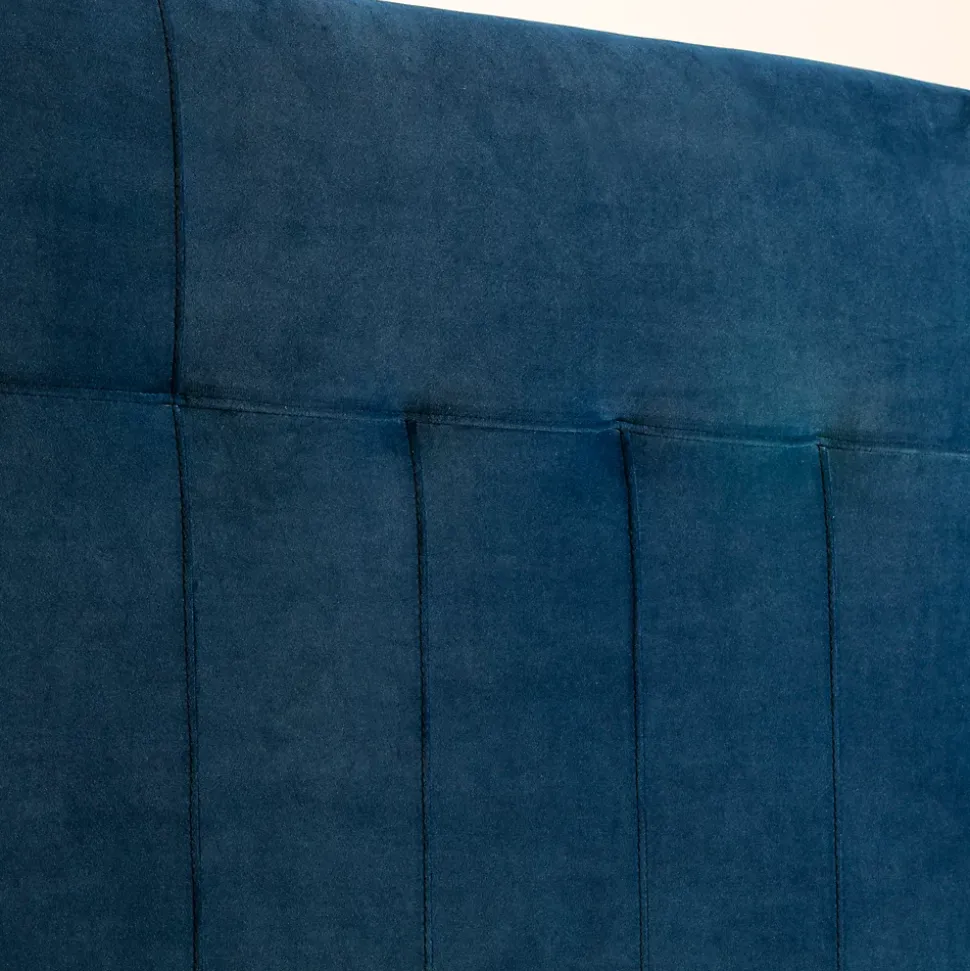 Tête de lit tapissée Napoles 160x100 cm Bleu, Velours, Pieds en Bois