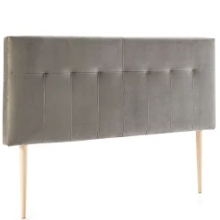 Tête de lit tapissée Napoles 140x100 cm Gris, Velours, Pieds en Bois