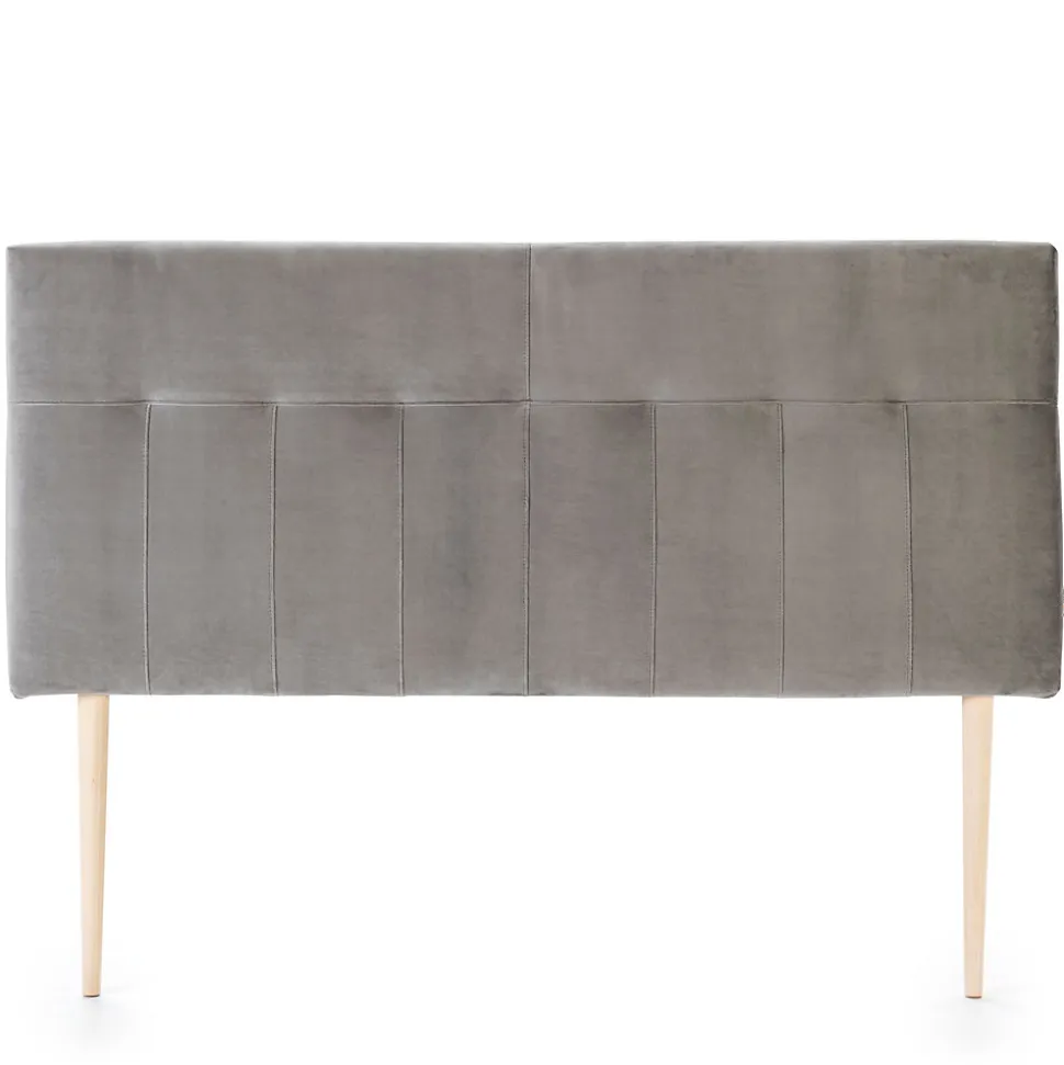 Tête de lit tapissée Napoles 140x100 cm Gris, Velours, Pieds en Bois