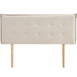 Tête de lit TIMOTHÉ 140 capitonnée sur pieds, en tissu - Écru
