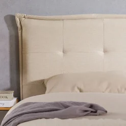 Tête de lit TIMOTHÉ 140 capitonnée sur pieds, en tissu - Écru