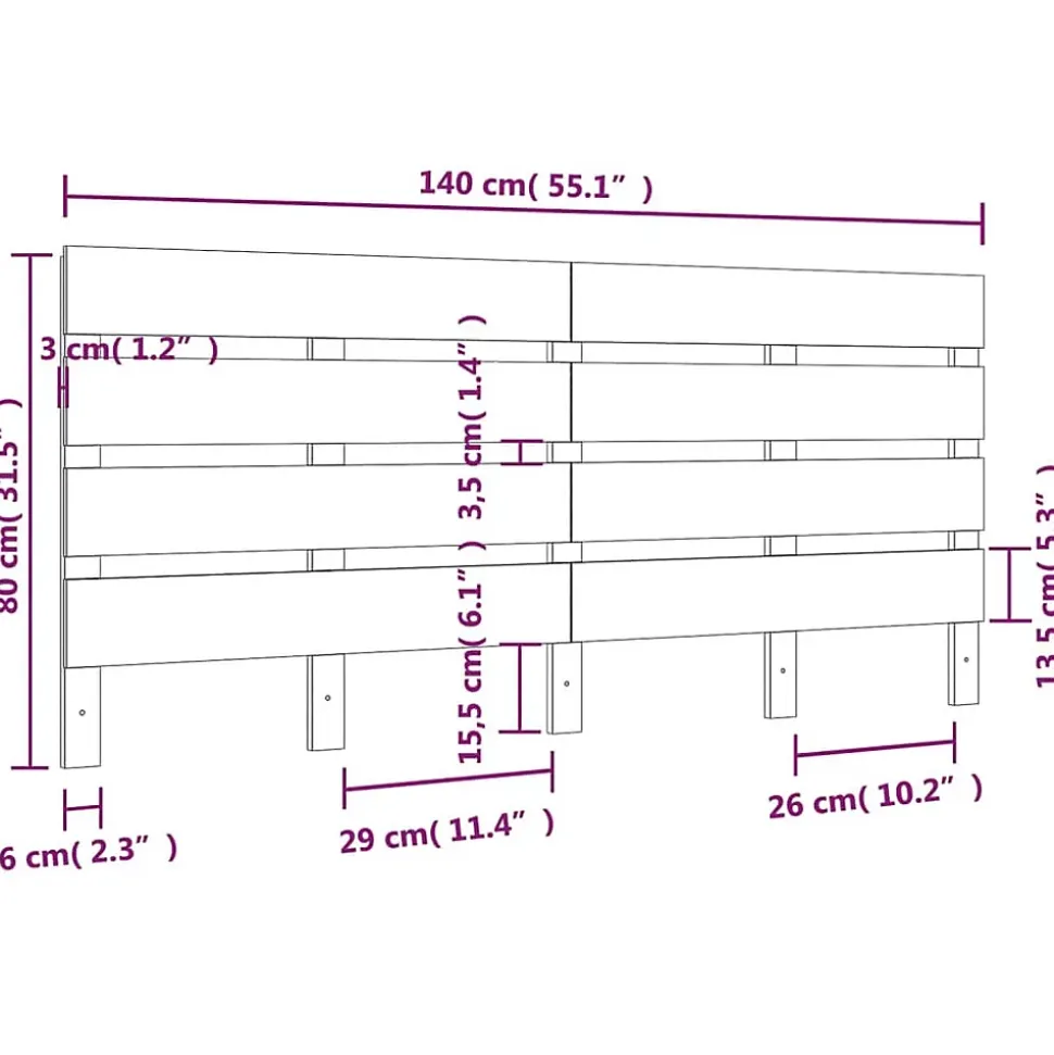 Tête de lit 140x3x80 cm Bois massif de pin vidaXL