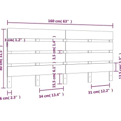 Tête de lit 160x3x80 cm Bois massif de pin vidaXL