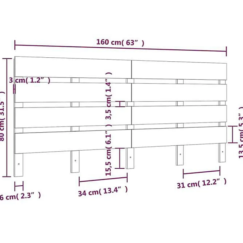 Tête de lit 160x3x80 cm Bois massif de pin vidaXL