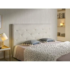 Tête de lit Zafiro pour lit 105 en tissu gris blanc 115x115x8. ECCOX