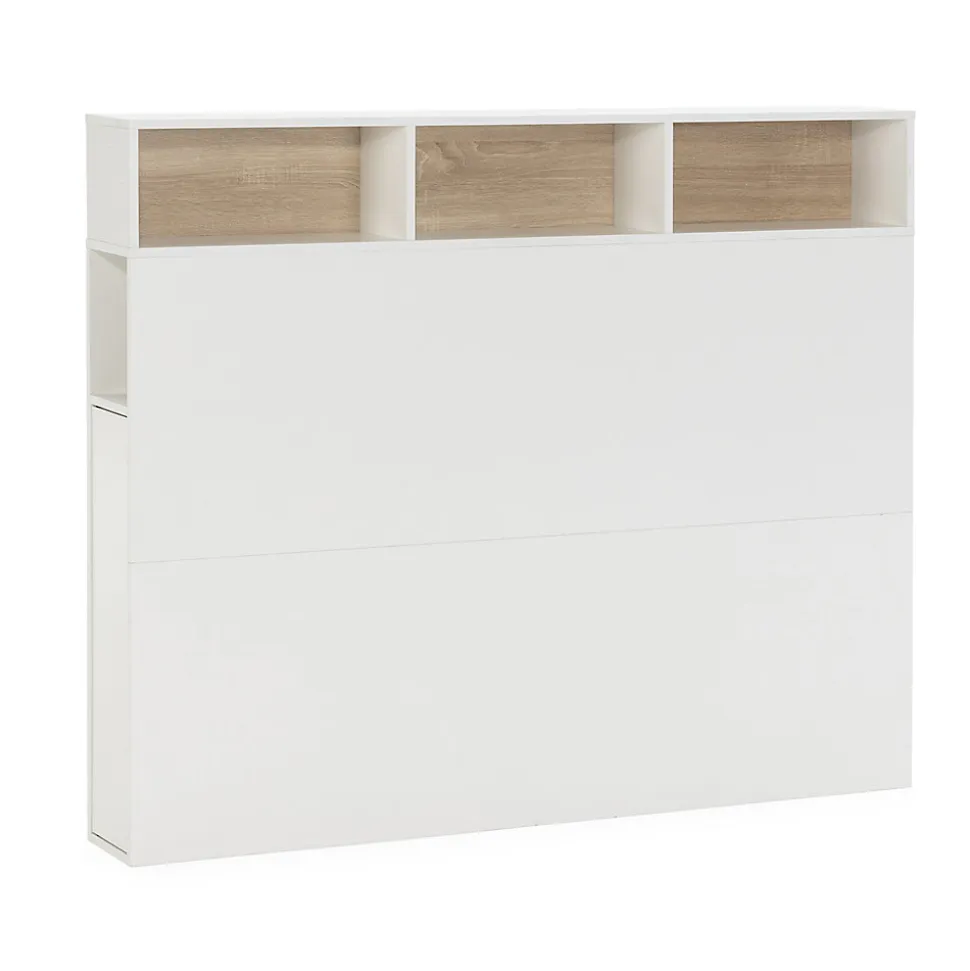 Tête de lit Zeus 165 cm blanc, 2 portes 9 trous