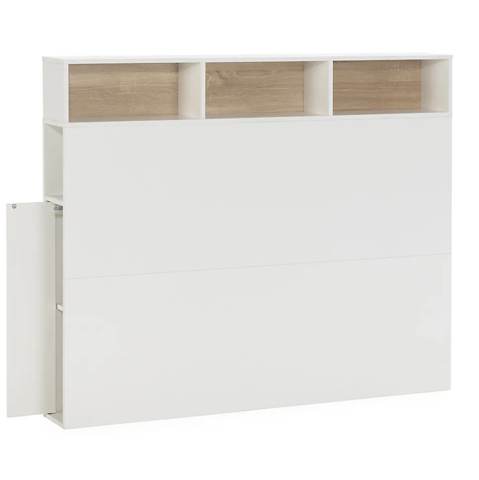Tête de lit Zeus 165 cm blanc, 2 portes 9 trous