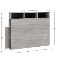Tête de lit Zeus 165 cm blanc, 2 portes 9 trous