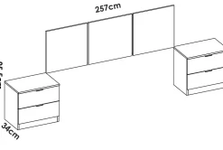 Tête du lit Oliwa, Tête de lit, Tête de lit pour la chambre, Appui-tête, 257x34 h96 cm, Blanc