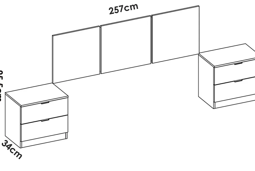 Tête du lit Oliwa, Tête de lit, Tête de lit pour la chambre, Appui-tête, 257x34 h96 cm, Blanc