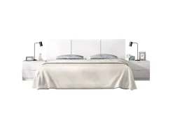 Tête du lit Oliwa, Tête de lit, Tête de lit pour la chambre, Appui-tête, 257x34 h96 cm, Blanc