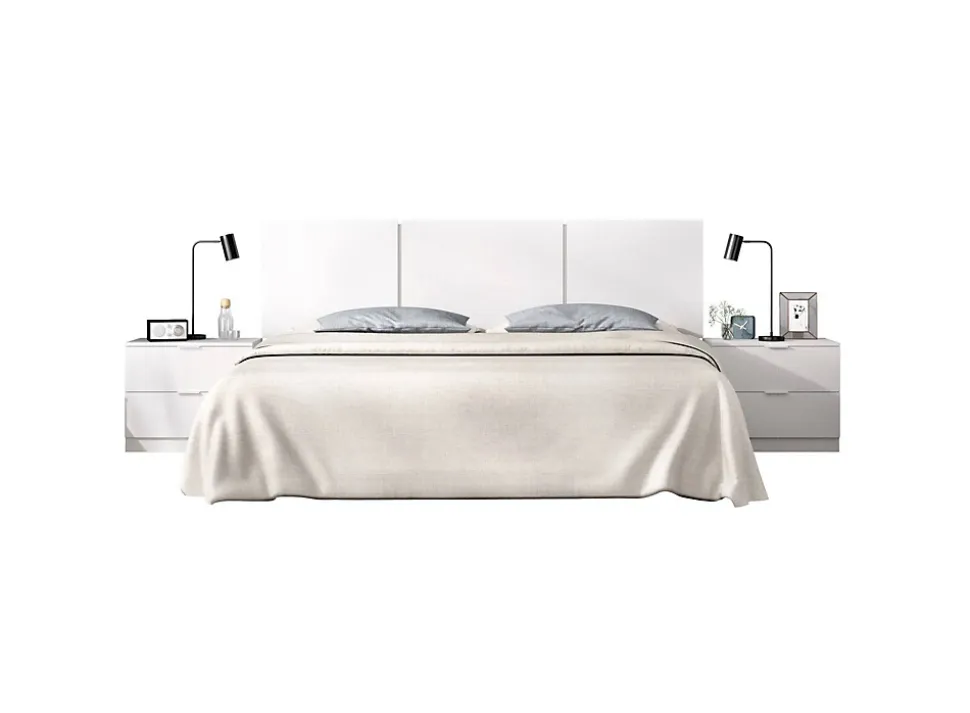 Tête du lit Oliwa, Tête de lit, Tête de lit pour la chambre, Appui-tête, 257x34 h96 cm, Blanc