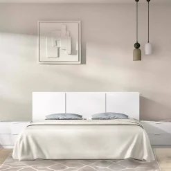 Tête du lit Oliwa, Tête de lit, Tête de lit pour la chambre, Appui-tête, 257x34 h96 cm, Blanc