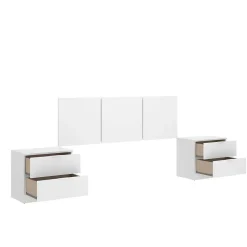 Tête du lit Oliwa, Tête de lit, Tête de lit pour la chambre, Appui-tête, 257x34 h96 cm, Blanc